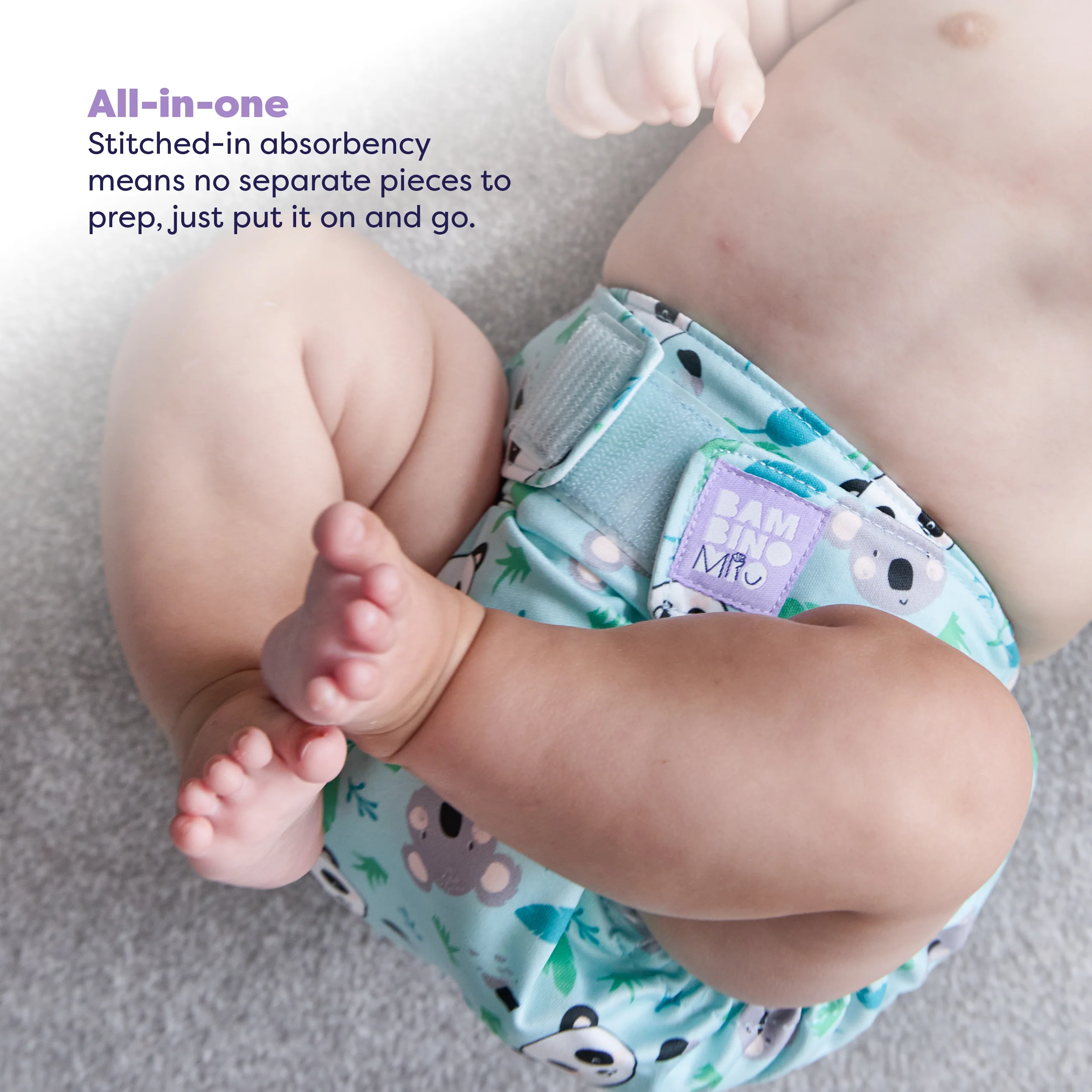 Miosolo All-In-One Reusable Nappy in Little Paws - Image 5