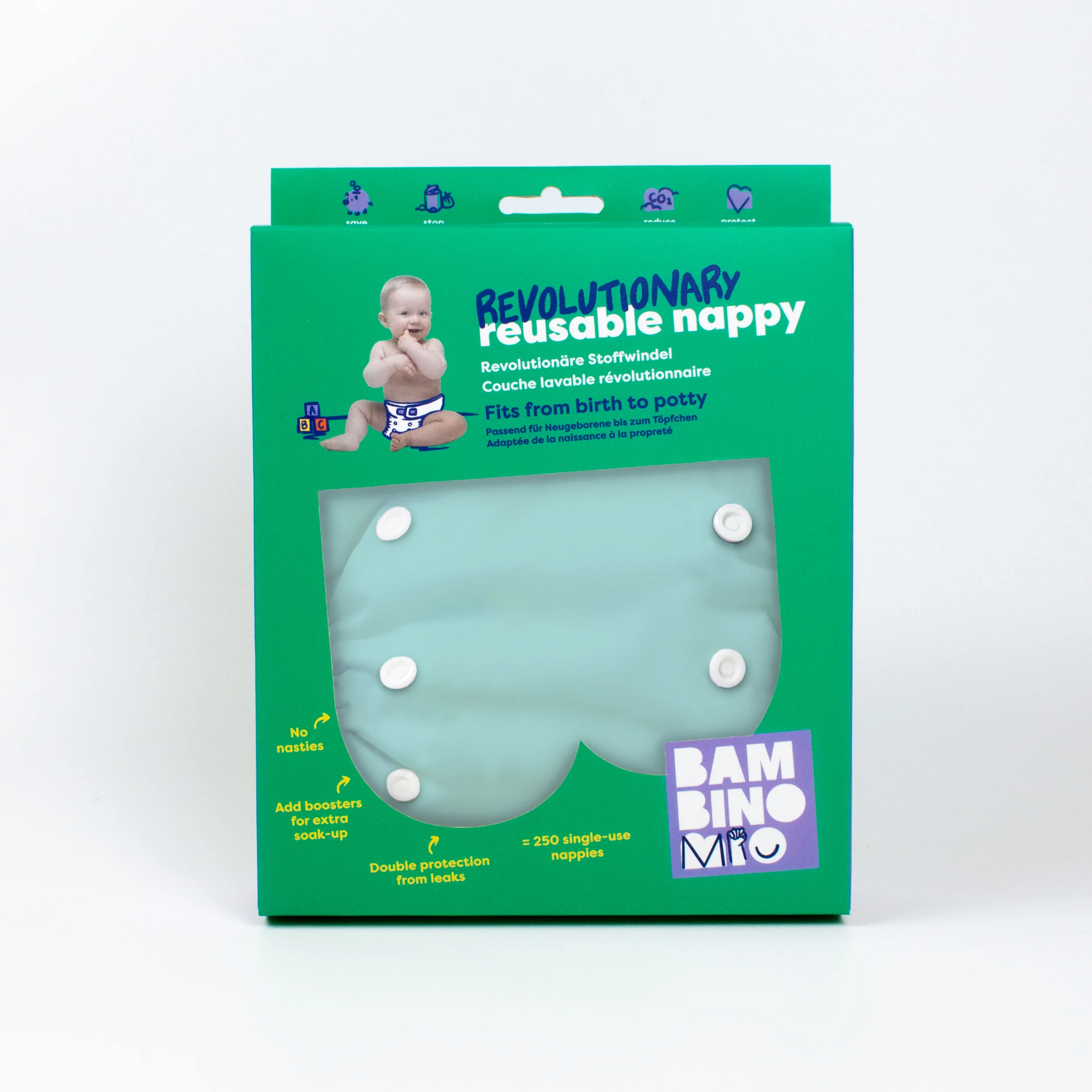 Revolutionary Reusable Nappy in Aqua - Image 7