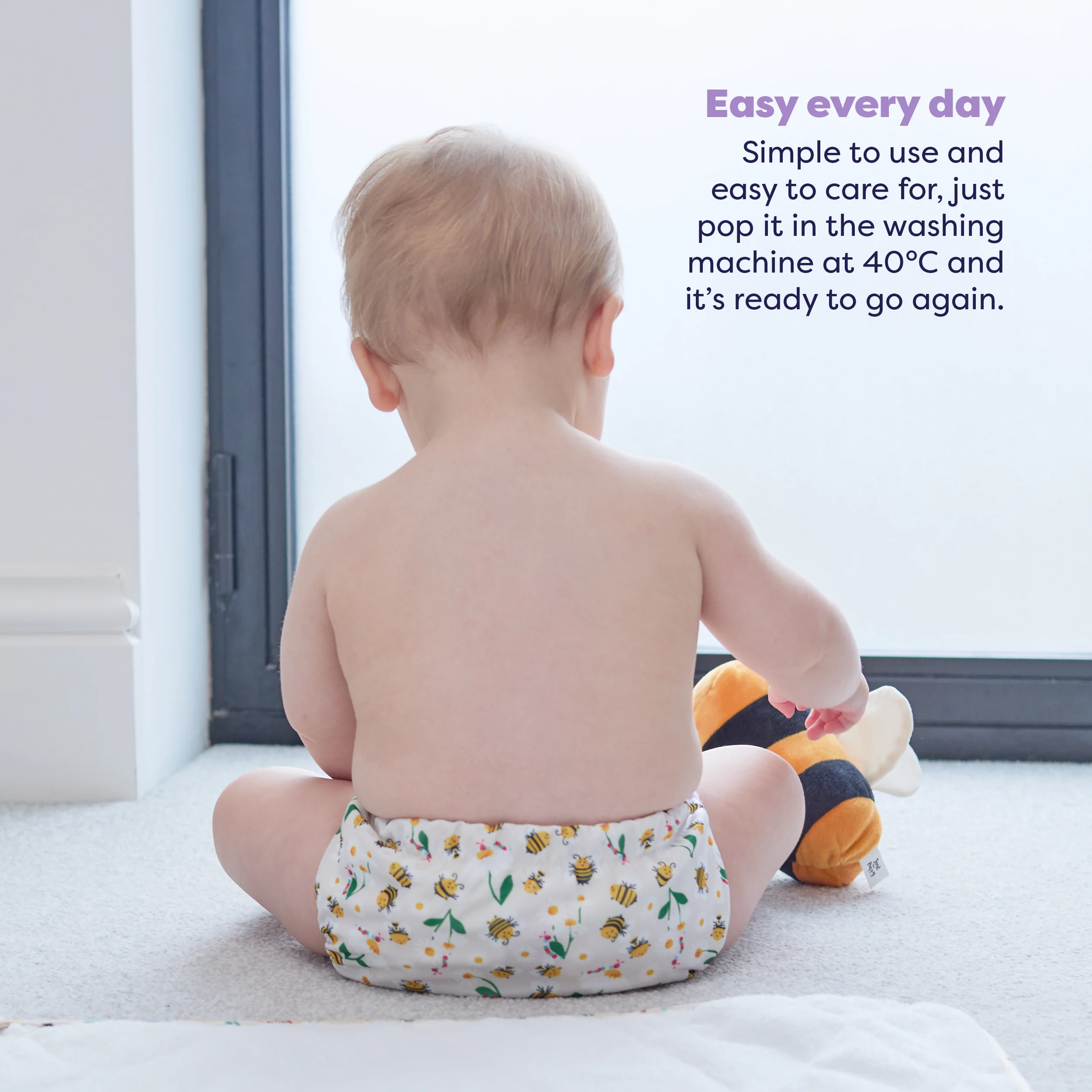 Revolutionary Reusable Nappy in Busy Bees - Image 5