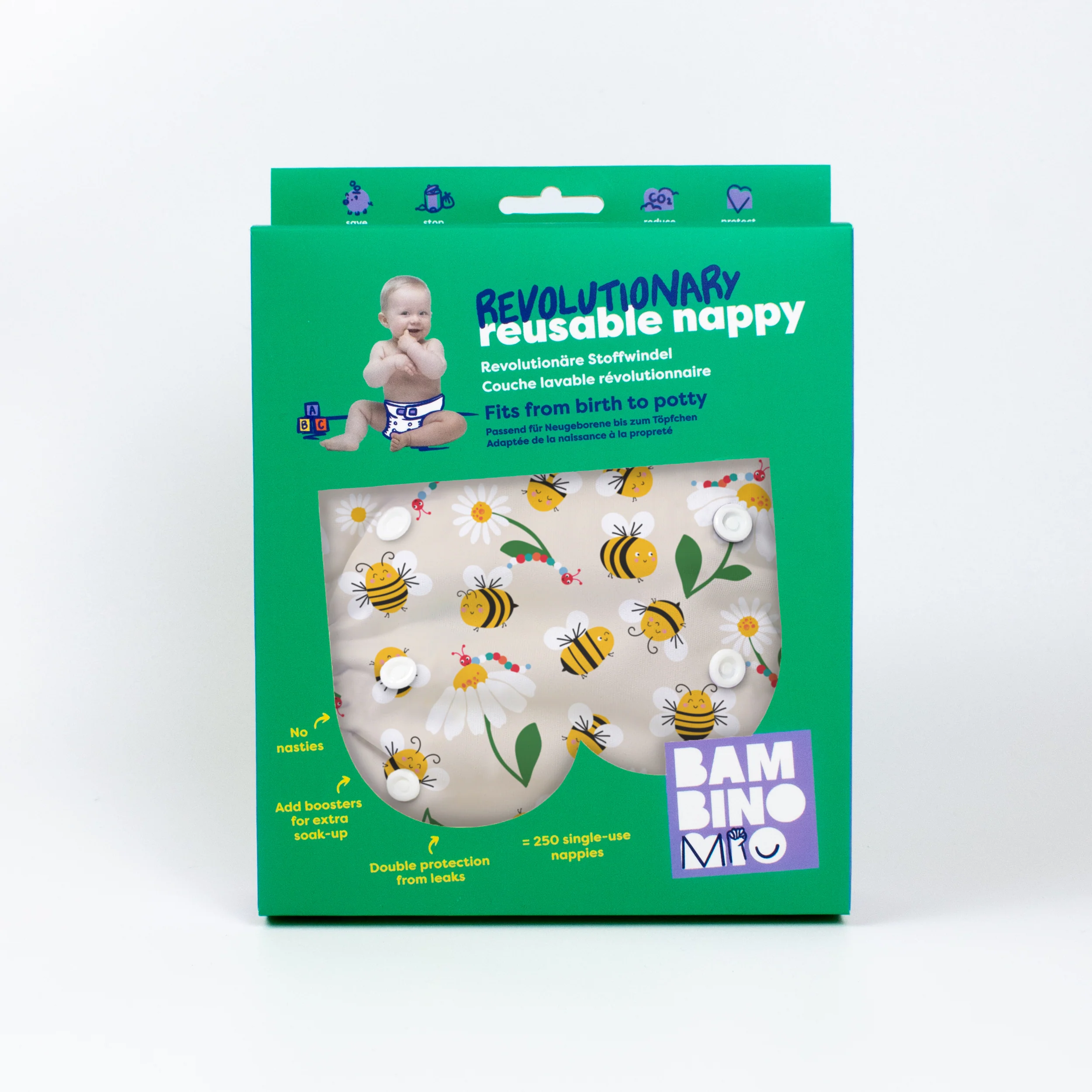 Revolutionary Reusable Nappy in Busy Bees - Image 7