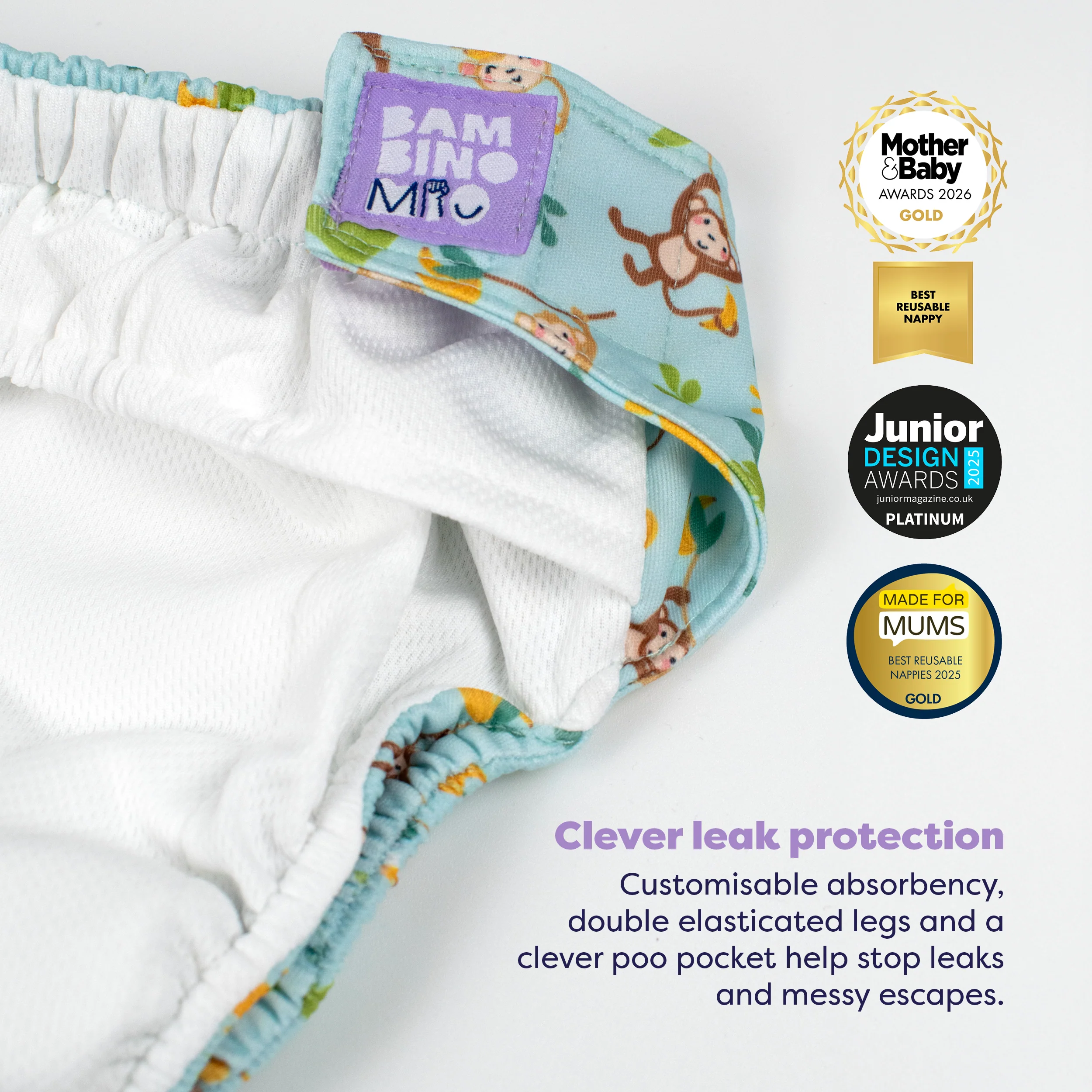Revolutionary Reusable Nappy in Cheeky Monkeys - Image 3