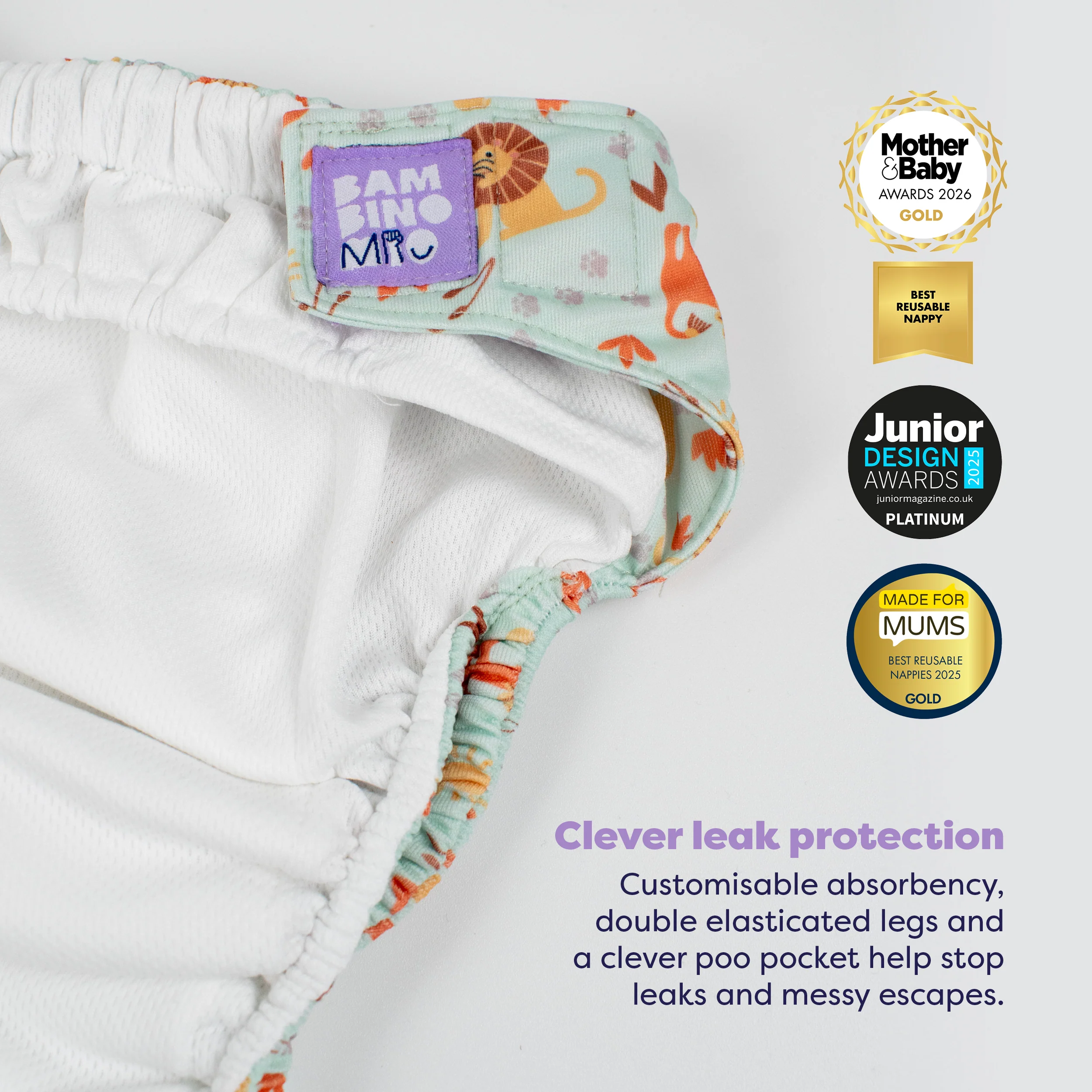Revolutionary Reusable Nappy in Cool Cats - Image 3