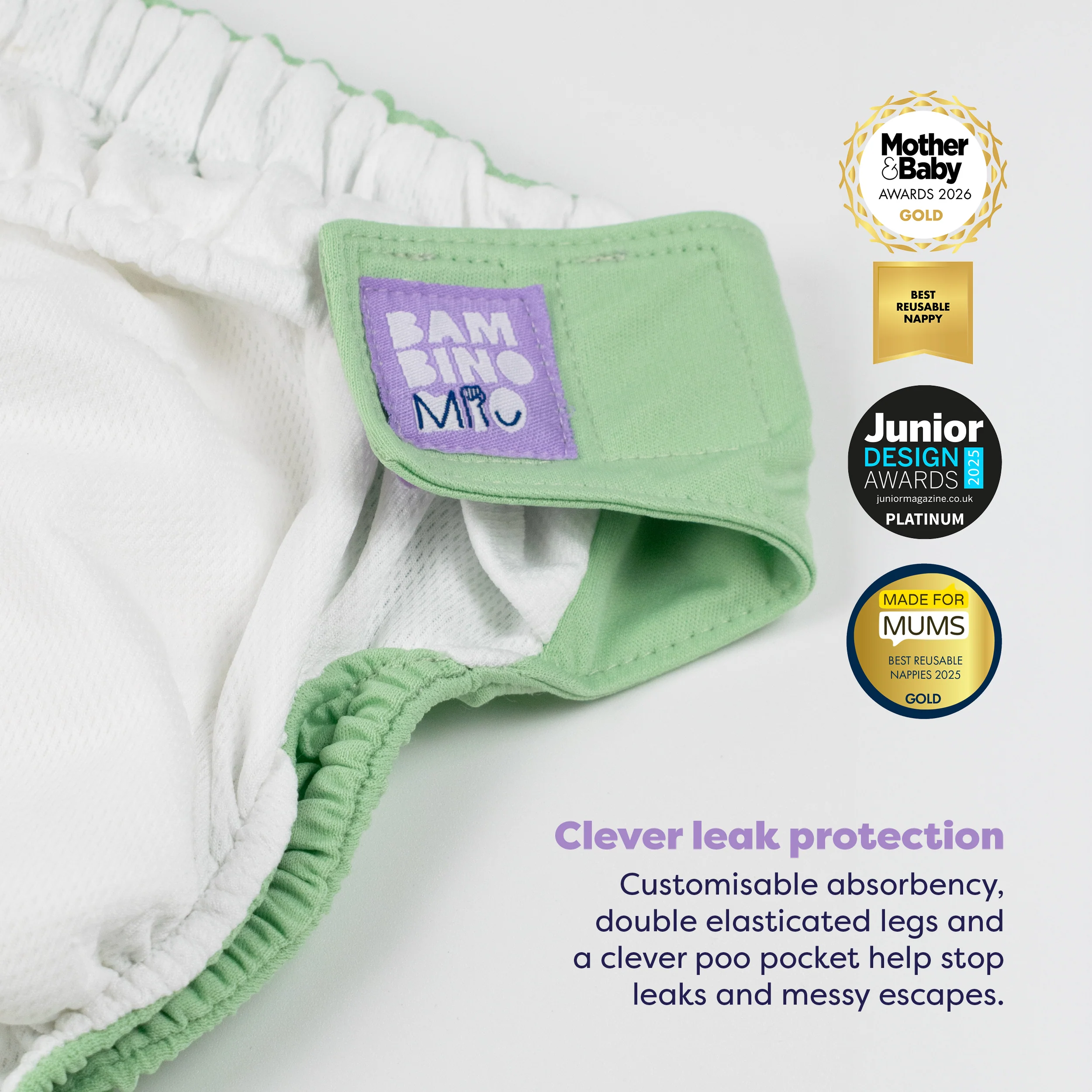 Revolutionary Reusable Nappy in Mint - Image 3