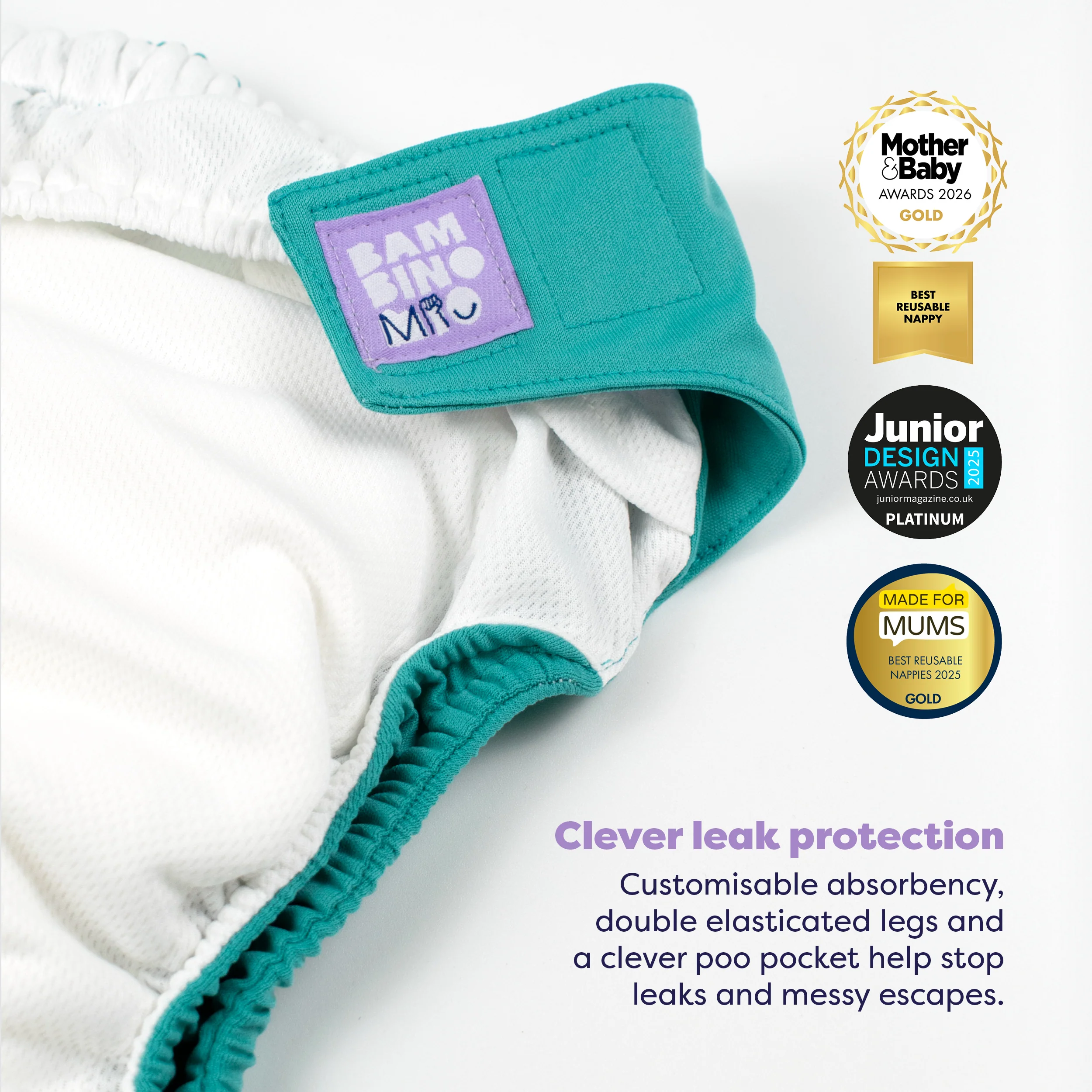 Revolutionary Reusable Nappy in Teal - Image 3
