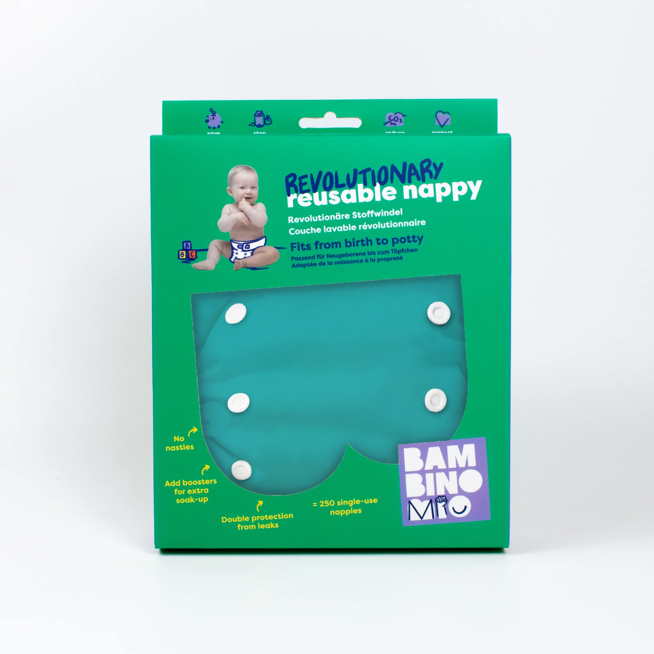 Revolutionary Reusable Nappy in Teal - Image 7