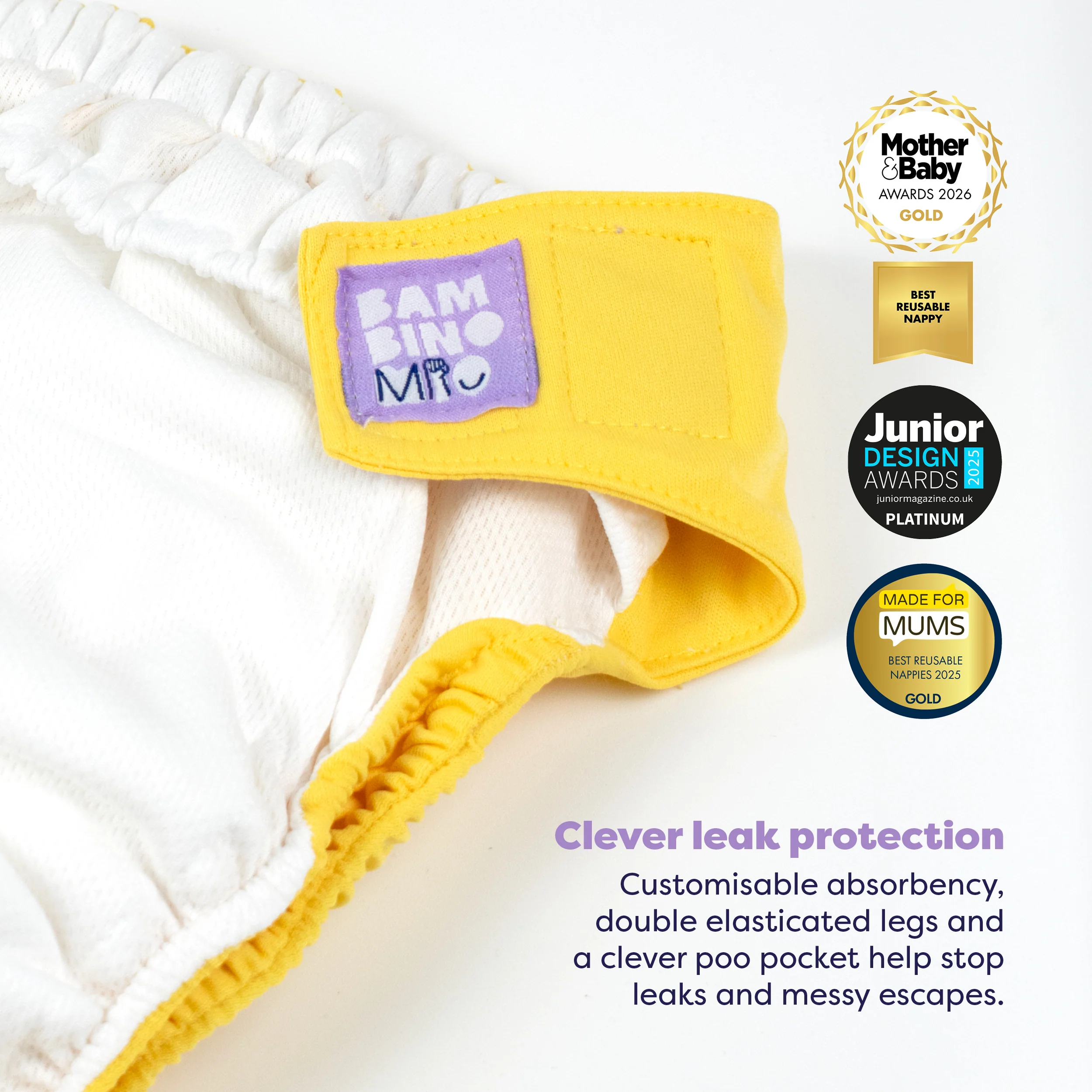 Revolutionary Reusable Nappy in Yellow - Image 3