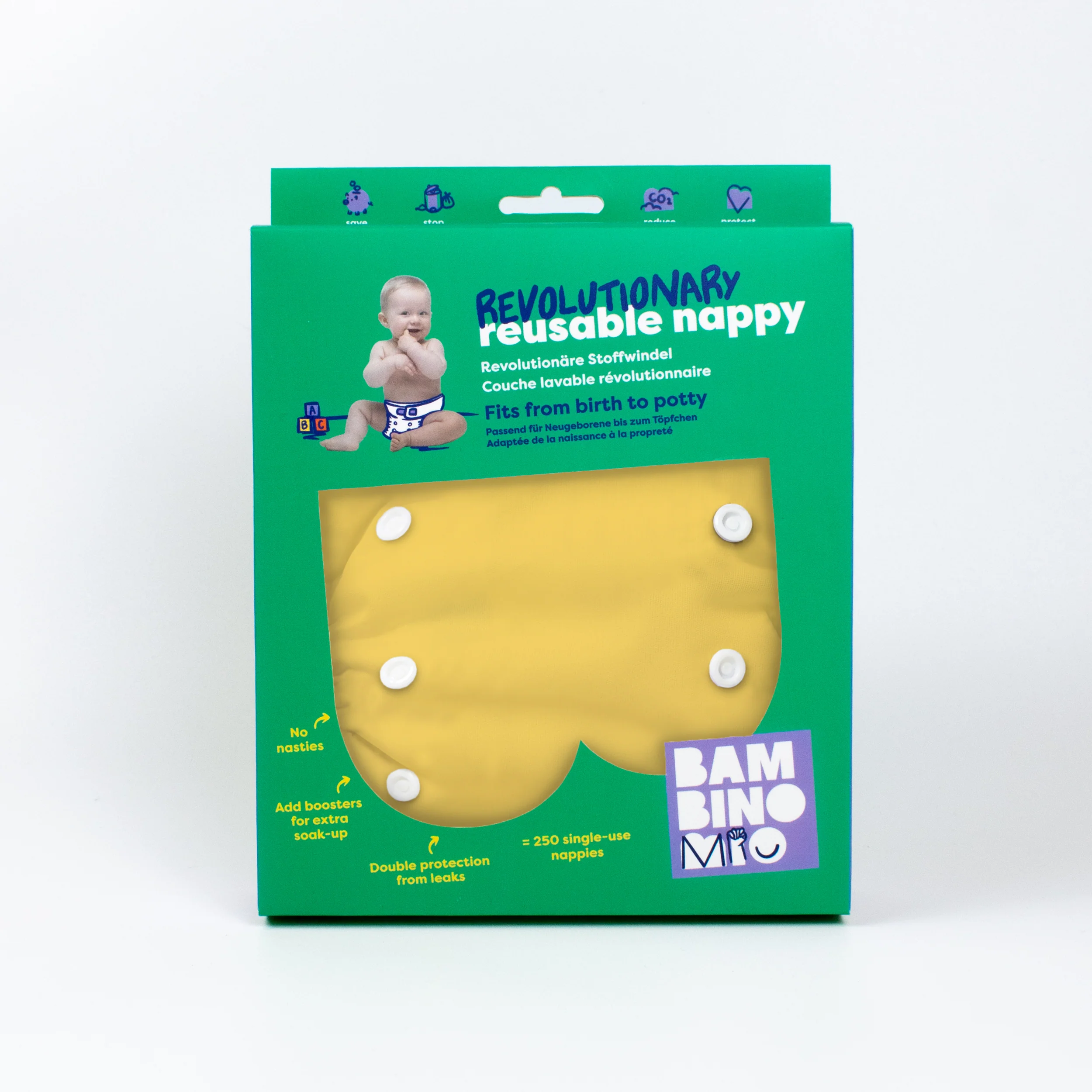 Revolutionary Reusable Nappy in Yellow - Image 7