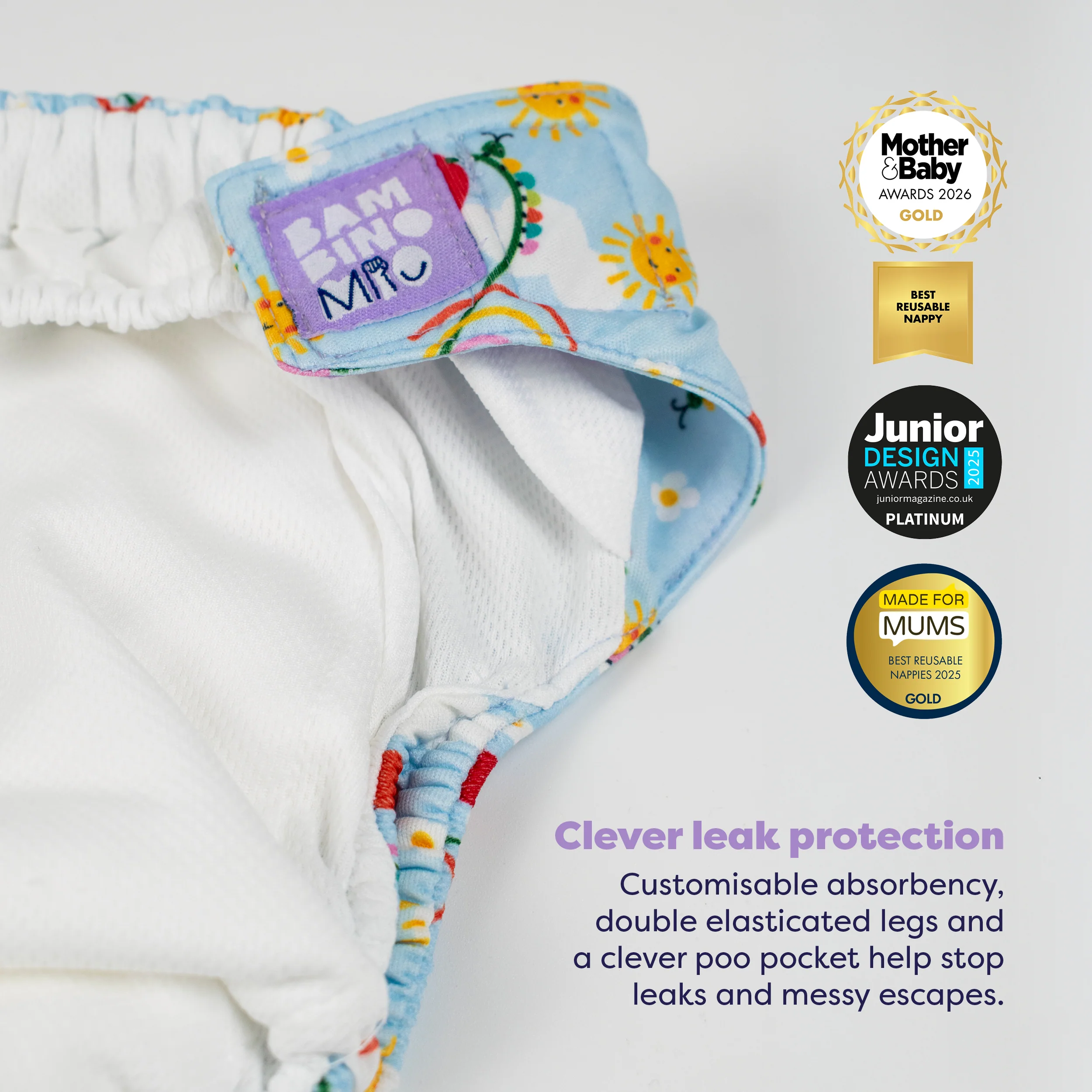 Revolutionary Try-Me-Trio Reusable Nappy Bundle in Garden Party - Image 3