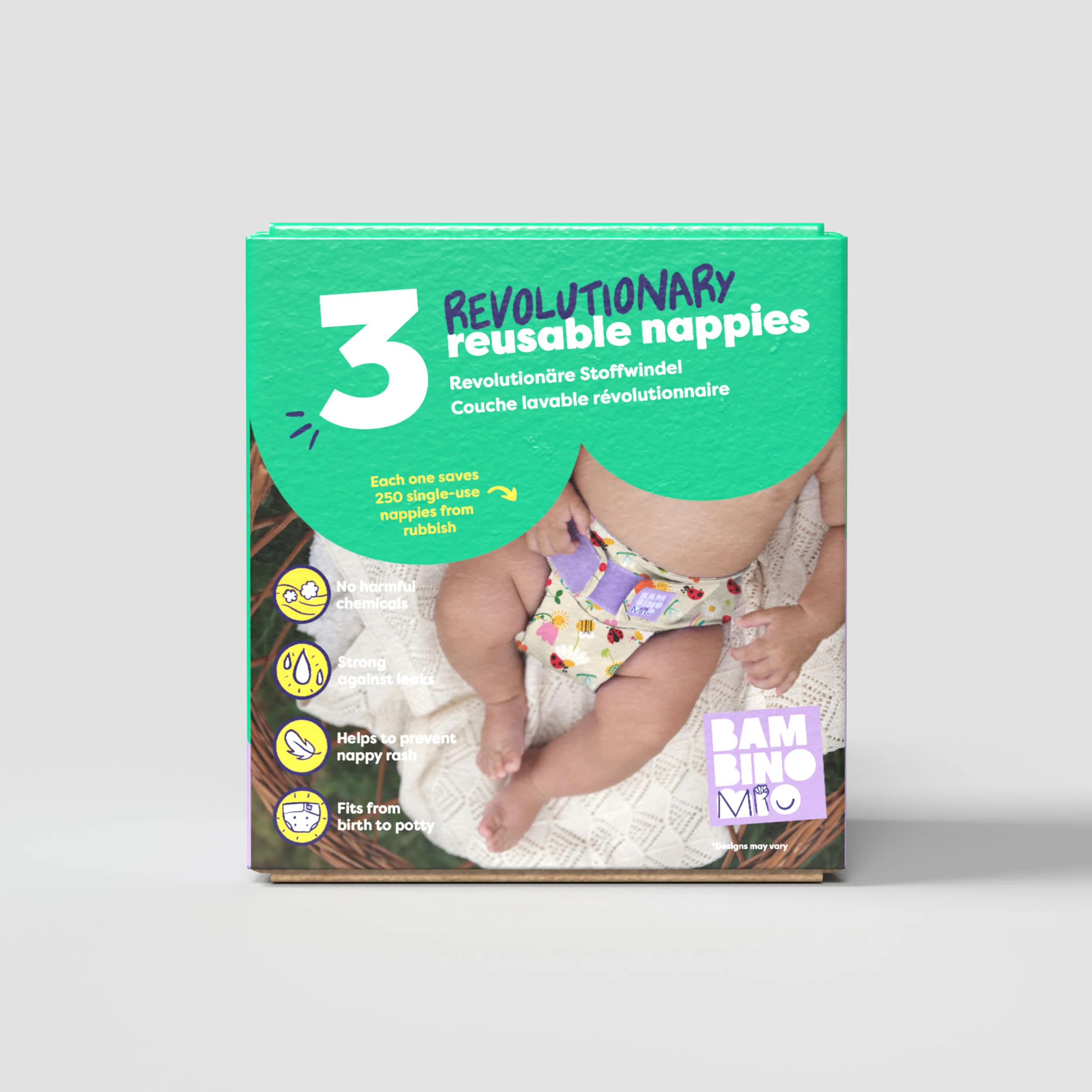 Revolutionary Try-Me-Trio Reusable Nappy Bundle in Garden Party - Image 7